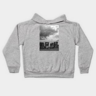 Cloudy Turmoil Above Stone Henge - BW Kids Hoodie